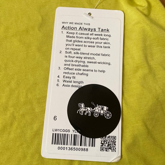 ❤️ Lululemon Action Always Tank Size 6 YLSR NWT - Picture 4 of 9